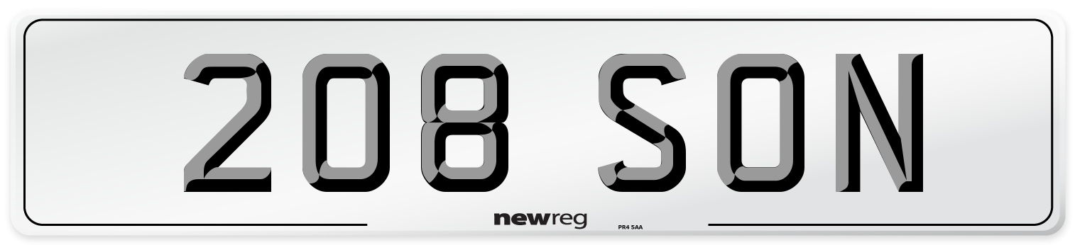 208 SON Number Plate from New Reg